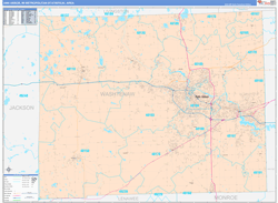 Ann Arbor Metro Area Wall Map Color Cast Style 2024